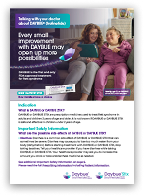 The DAYBUE Treatment Discussion Guide can help you prepare for a conversation with your loved one's doctor.