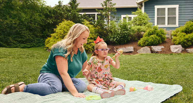 Madelyn, age 5, on DAYBUE® since 2023, with her mom